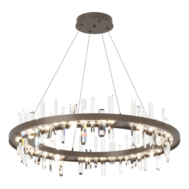Hubbardton Forge 2019 Bronze Crystal Standard Solitude Circular LED Pendant