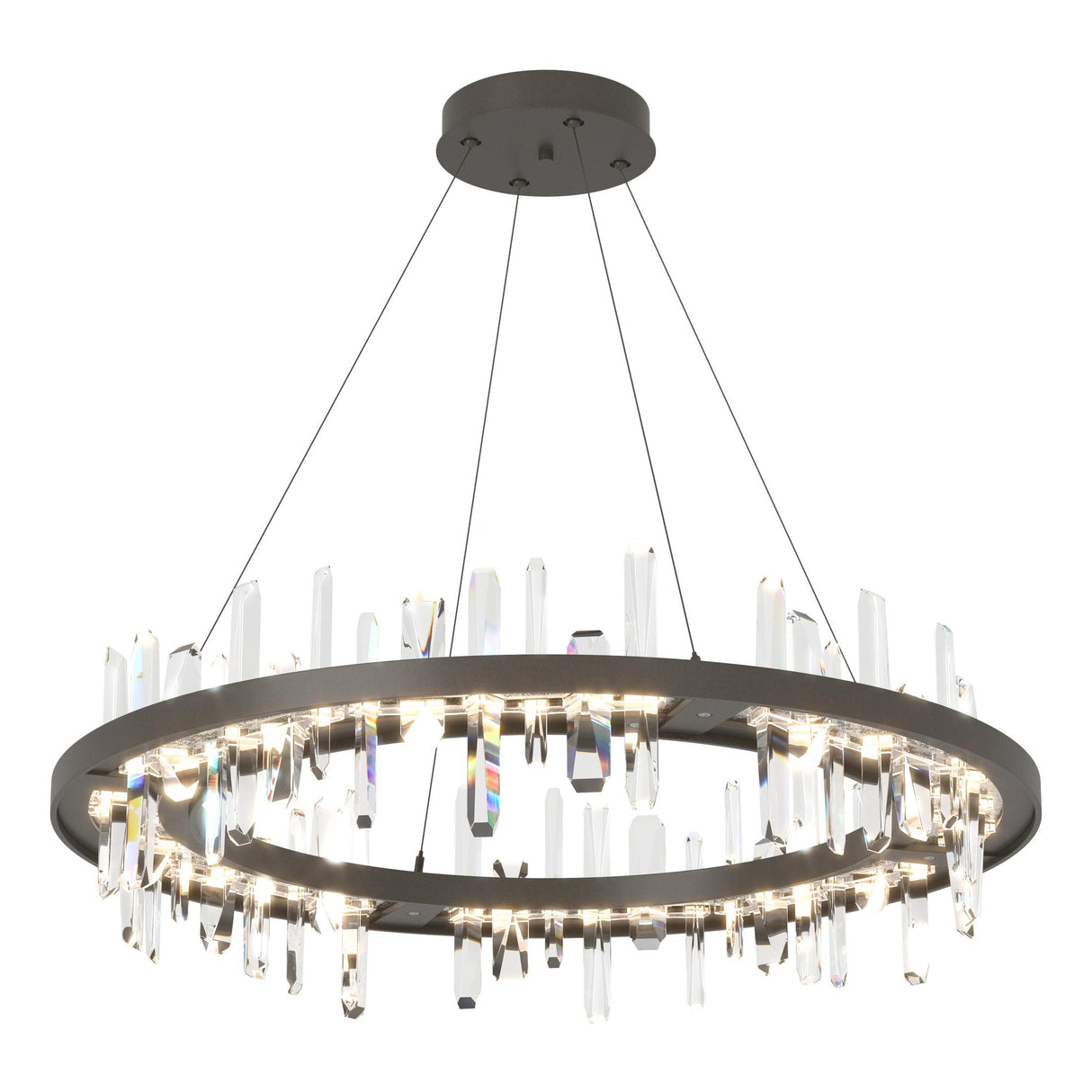 Hubbardton Forge 2019 Dark Smoke Crystal Standard Solitude Circular LED Pendant