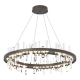 Hubbardton Forge 2019 Dark Smoke Crystal Standard Solitude Circular LED Pendant