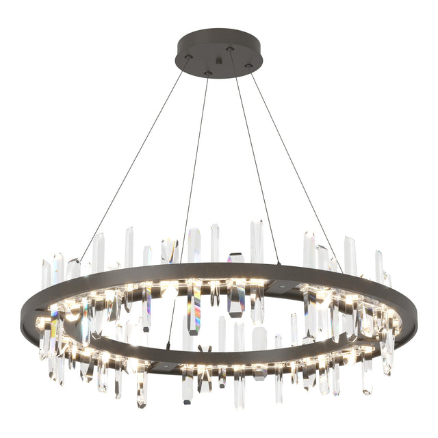 Hubbardton Forge 2019 Dark Smoke Crystal Standard Solitude Circular LED Pendant