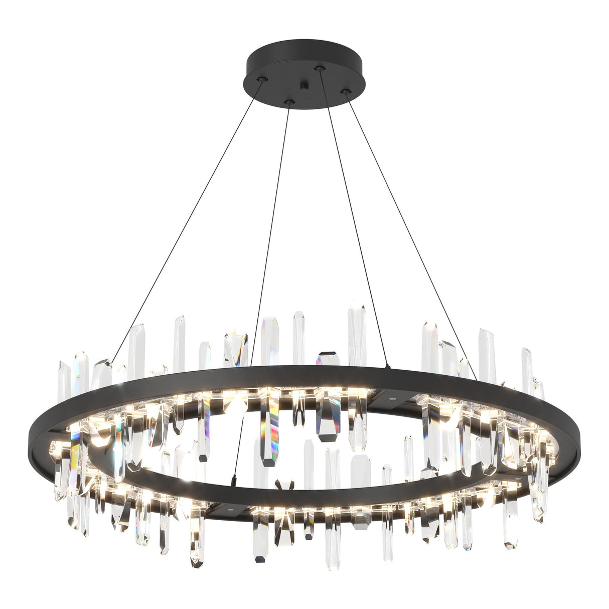 Hubbardton Forge 2019 Black Crystal Standard Solitude Circular LED Pendant