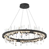 Hubbardton Forge 2019 Black Crystal Standard Solitude Circular LED Pendant