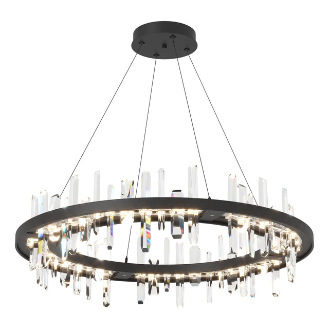 Hubbardton Forge 2019 Black Crystal Standard Solitude Circular LED Pendant