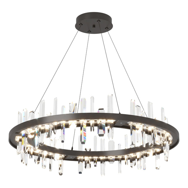 Hubbardton Forge 2019 Oil Rubbed Bronze Crystal Standard Solitude Circular LED Pendant