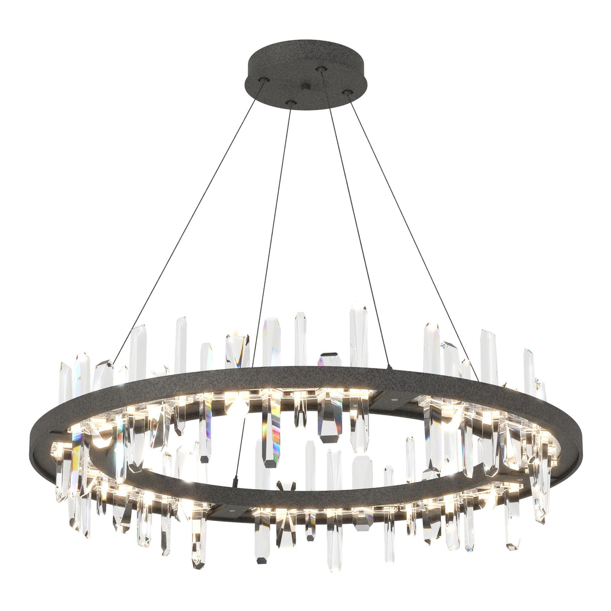 Hubbardton Forge 2019 Natural Iron Crystal Standard Solitude Circular LED Pendant