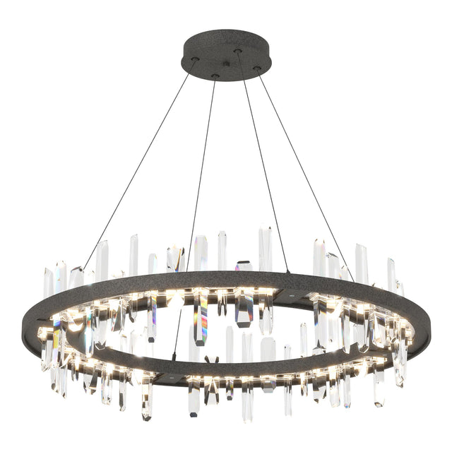 Hubbardton Forge 2019 Natural Iron Crystal Standard Solitude Circular LED Pendant