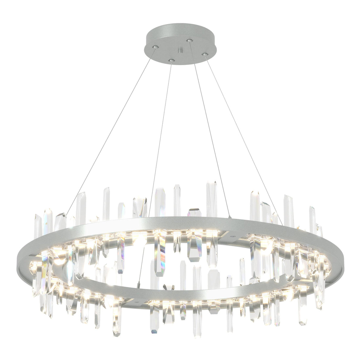 Hubbardton Forge 2019 Vintage Platinum Crystal Standard Solitude Circular LED Pendant