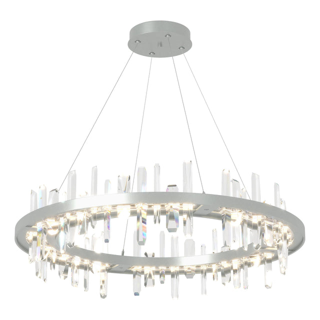 Hubbardton Forge 2019 Vintage Platinum Crystal Standard Solitude Circular LED Pendant