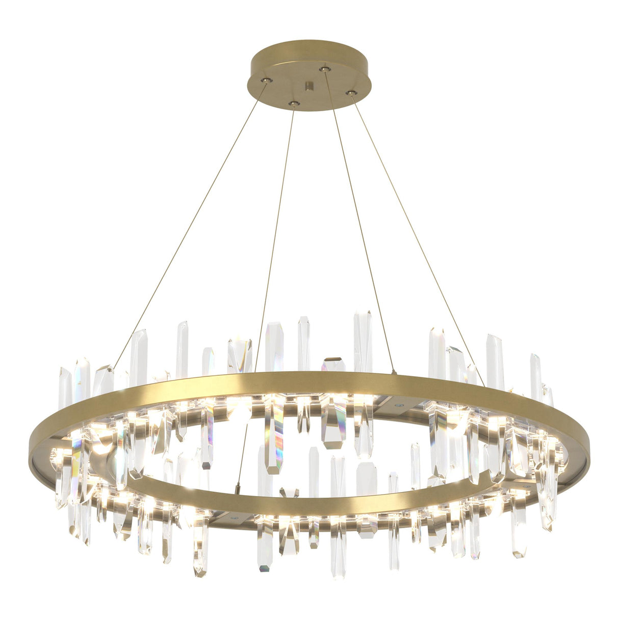 Hubbardton Forge 2019 Modern Brass Crystal Standard Solitude Circular LED Pendant