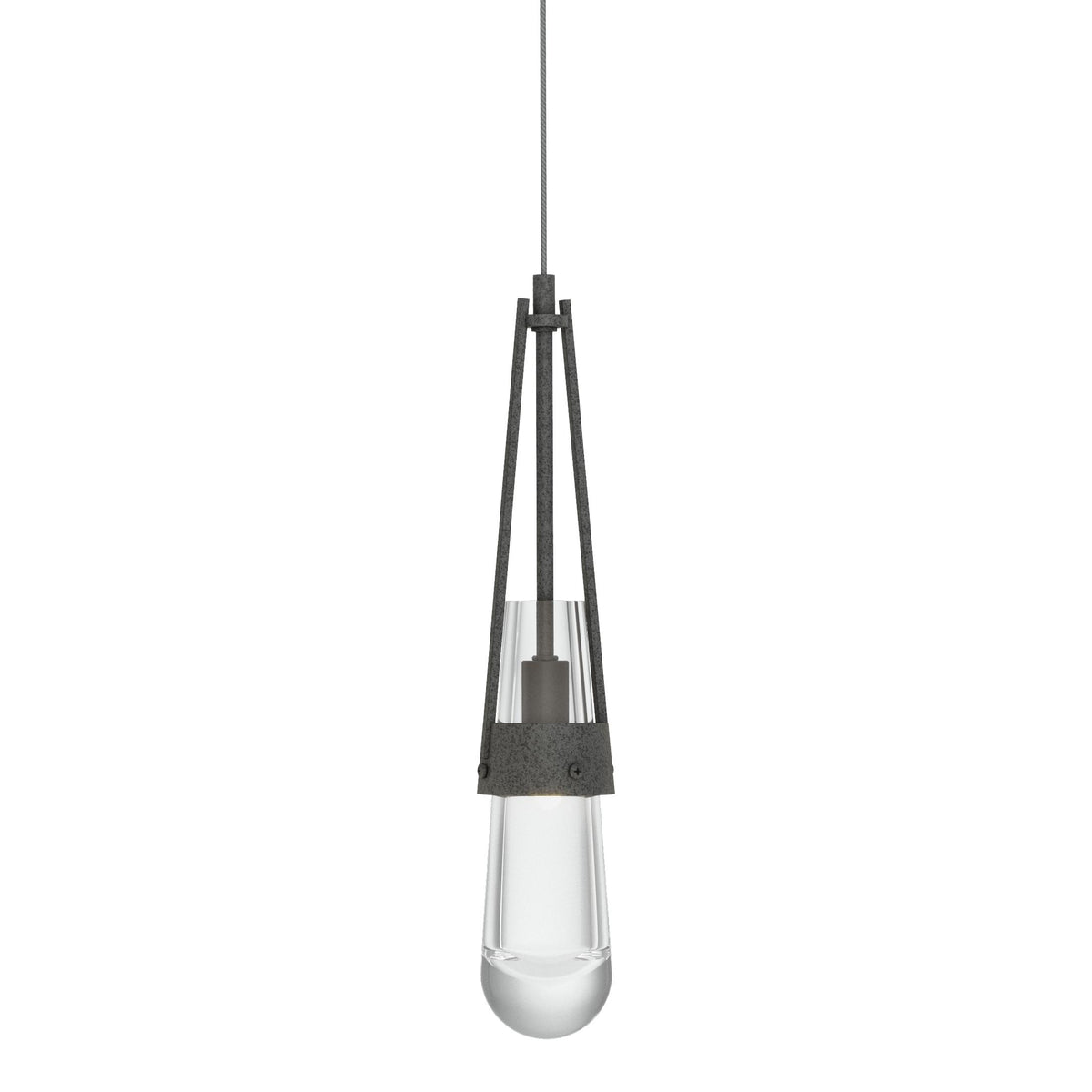 Hubbardton Forge 2013 Natural Iron Clear Glass (ZM) Standard Link Clear Glass Low Voltage Mini Pendant
