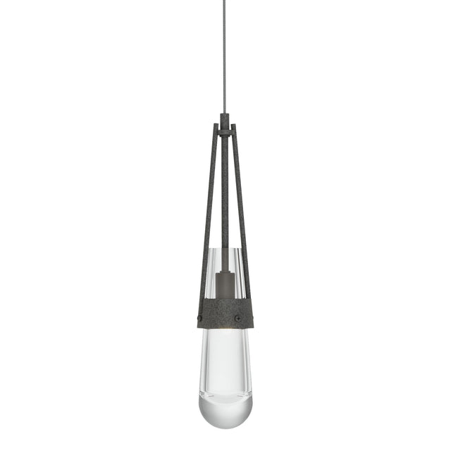 Hubbardton Forge 2013 Natural Iron Clear Glass (ZM) Standard Link Clear Glass Low Voltage Mini Pendant
