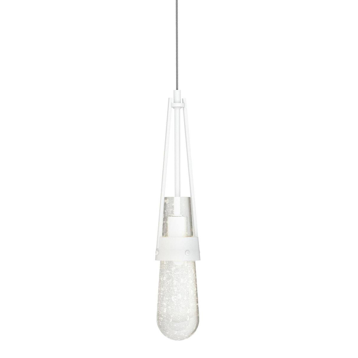 Hubbardton Forge 2022 White Clear Bubble Glass (YG) Standard Link Blown Glass Low Voltage Mini Pendant