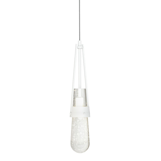 Hubbardton Forge 2022 White Clear Bubble Glass (YG) Standard Link Blown Glass Low Voltage Mini Pendant