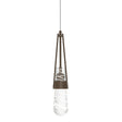 Hubbardton Forge 2022 Bronze Clear Glass with White Threading (YJ) Standard Link Blown Glass Low Voltage Mini Pendant