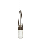 Hubbardton Forge 2022 Bronze Clear Bubble Glass (YG) Standard Link Blown Glass Low Voltage Mini Pendant