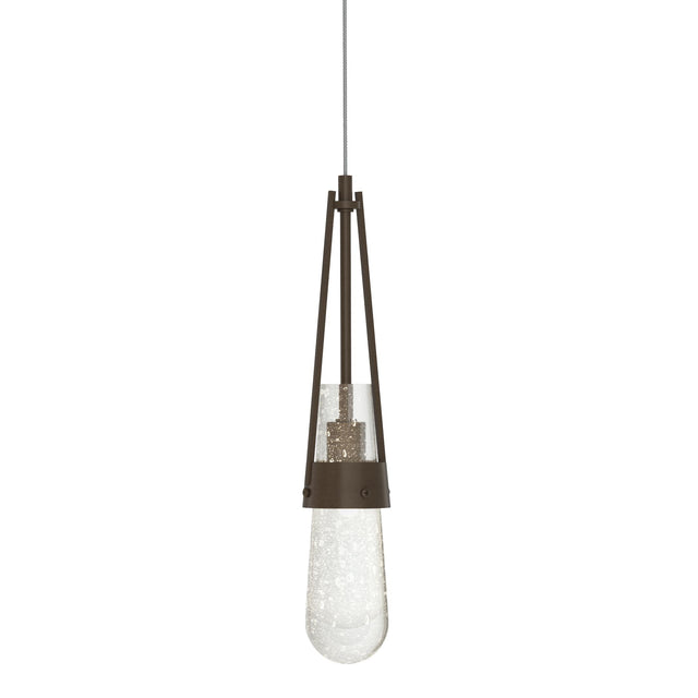 Hubbardton Forge 2022 Bronze Clear Bubble Glass (YG) Standard Link Blown Glass Low Voltage Mini Pendant