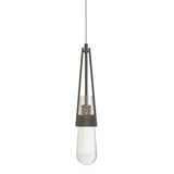 Hubbardton Forge 2022 Dark Smoke Clear Bubble Glass (YG) Standard Link Blown Glass Low Voltage Mini Pendant