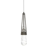 Hubbardton Forge 2022 Dark Smoke Clear Glass with White Threading (YJ) Standard Link Blown Glass Low Voltage Mini Pendant