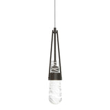 Hubbardton Forge 2022 Oil Rubbed Bronze Clear Glass with White Threading (YJ) Standard Link Blown Glass Low Voltage Mini Pendant