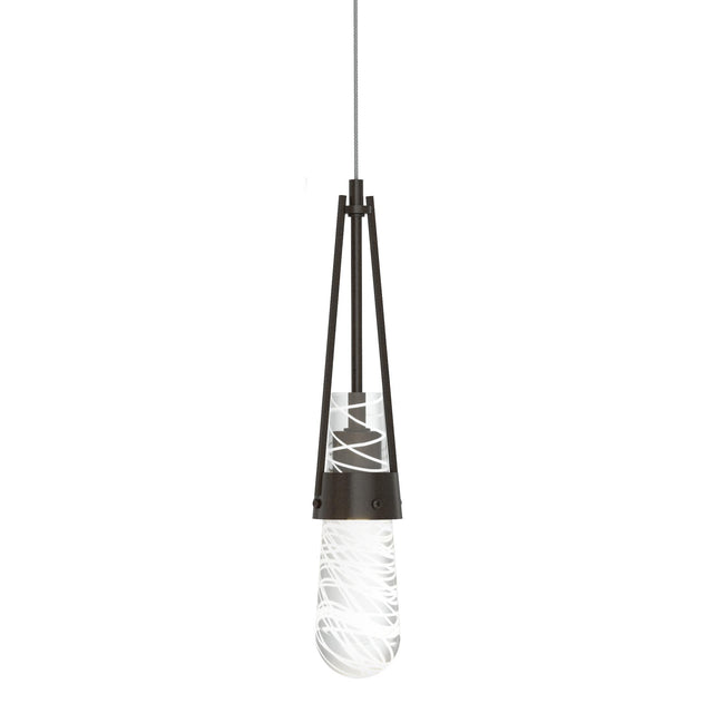 Hubbardton Forge 2022 Oil Rubbed Bronze Clear Glass with White Threading (YJ) Standard Link Blown Glass Low Voltage Mini Pendant
