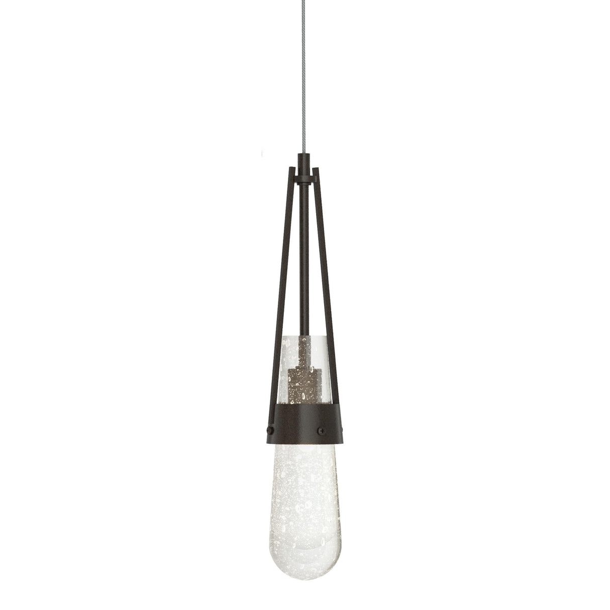 Hubbardton Forge 2022 Oil Rubbed Bronze Clear Bubble Glass (YG) Standard Link Blown Glass Low Voltage Mini Pendant