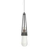 Hubbardton Forge 2022 Natural Iron Clear Bubble Glass (YG) Standard Link Blown Glass Low Voltage Mini Pendant
