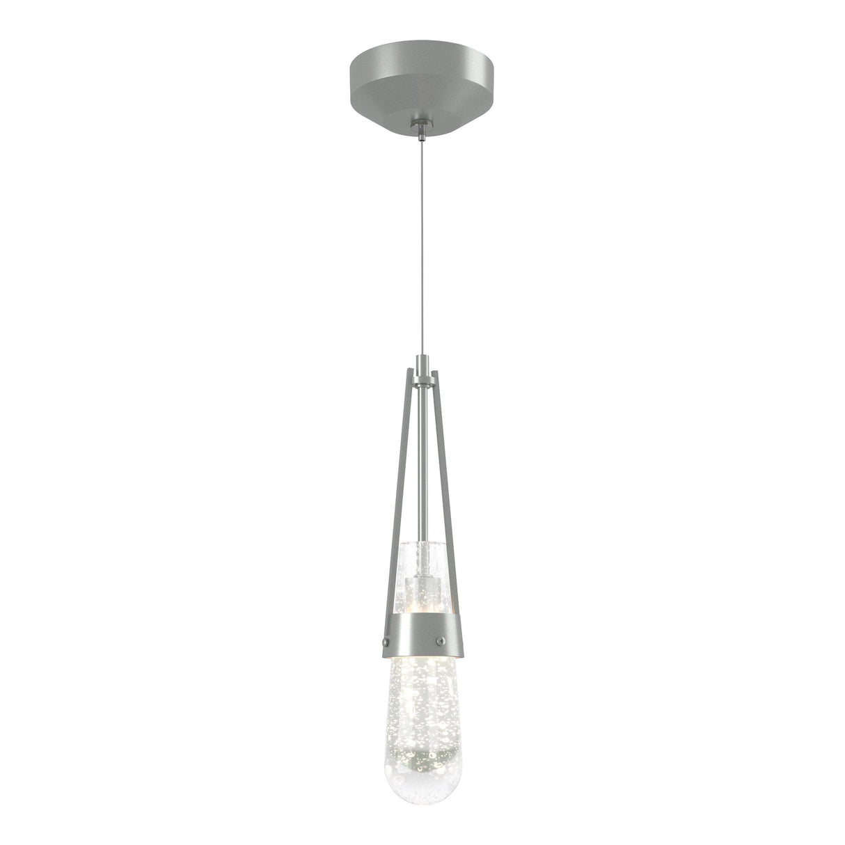 Hubbardton Forge 2022 Vintage Platinum Clear Bubble Glass (YG) Standard Link Blown Glass Low Voltage Mini Pendant