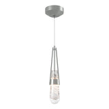 Hubbardton Forge 2022 Vintage Platinum Clear Glass with White Threading (YJ) Standard Link Blown Glass Low Voltage Mini Pendant