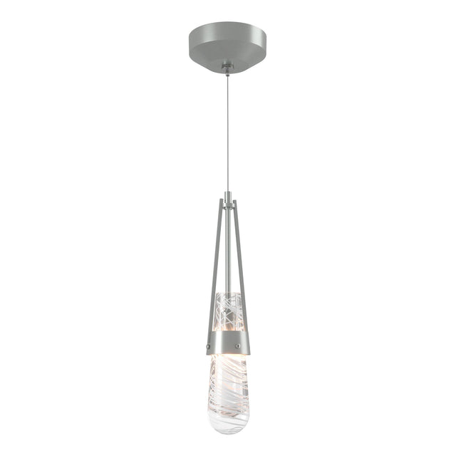 Hubbardton Forge 2022 Vintage Platinum Clear Glass with White Threading (YJ) Standard Link Blown Glass Low Voltage Mini Pendant