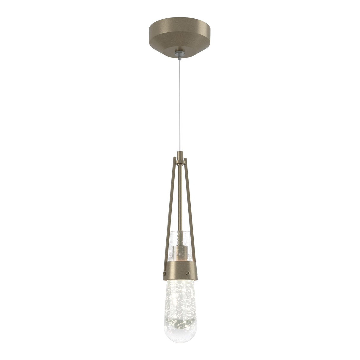 Hubbardton Forge 2022 Soft Gold Clear Bubble Glass (YG) Standard Link Blown Glass Low Voltage Mini Pendant