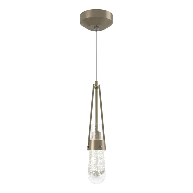 Hubbardton Forge 2022 Soft Gold Clear Bubble Glass (YG) Standard Link Blown Glass Low Voltage Mini Pendant