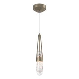 Hubbardton Forge 2022 Soft Gold Clear Glass with White Threading (YJ) Standard Link Blown Glass Low Voltage Mini Pendant