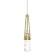 Hubbardton Forge 2022 Modern Brass Clear Glass with White Threading (YJ) Standard Link Blown Glass Low Voltage Mini Pendant