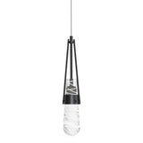 Hubbardton Forge 2022 Ink Clear Glass with White Threading (YJ) Standard Link Blown Glass Low Voltage Mini Pendant