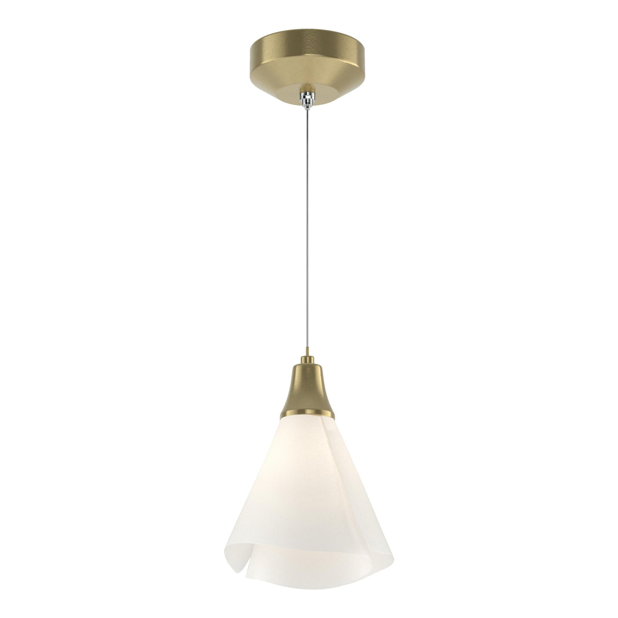 Hubbardton Forge 2022 Modern Brass Spun Frost (SH) Standard Mobius Low Voltage Mini Pendant