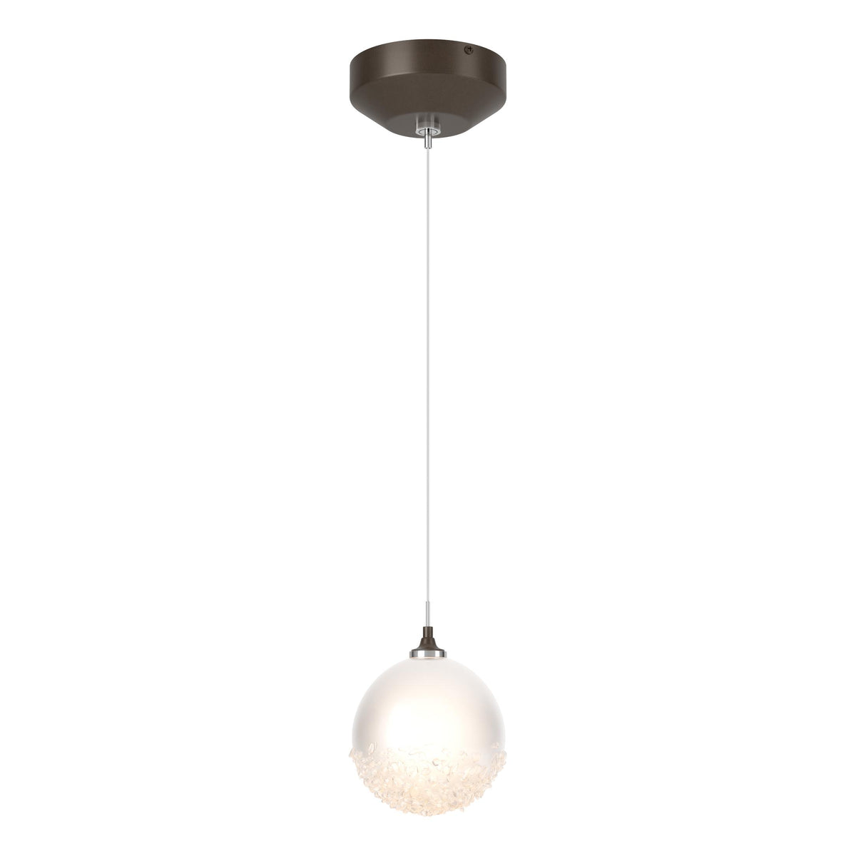Hubbardton Forge 2023 Bronze Frosted Glass (FD) Standard Fritz Globe 1-Light Mini Pendant