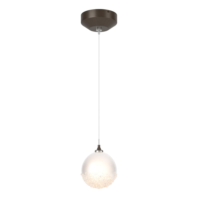 Hubbardton Forge 2023 Bronze Frosted Glass (FD) Standard Fritz Globe 1-Light Mini Pendant