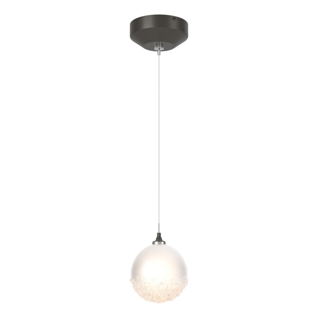Hubbardton Forge 2023 Dark Smoke Frosted Glass (FD) Standard Fritz Globe 1-Light Mini Pendant