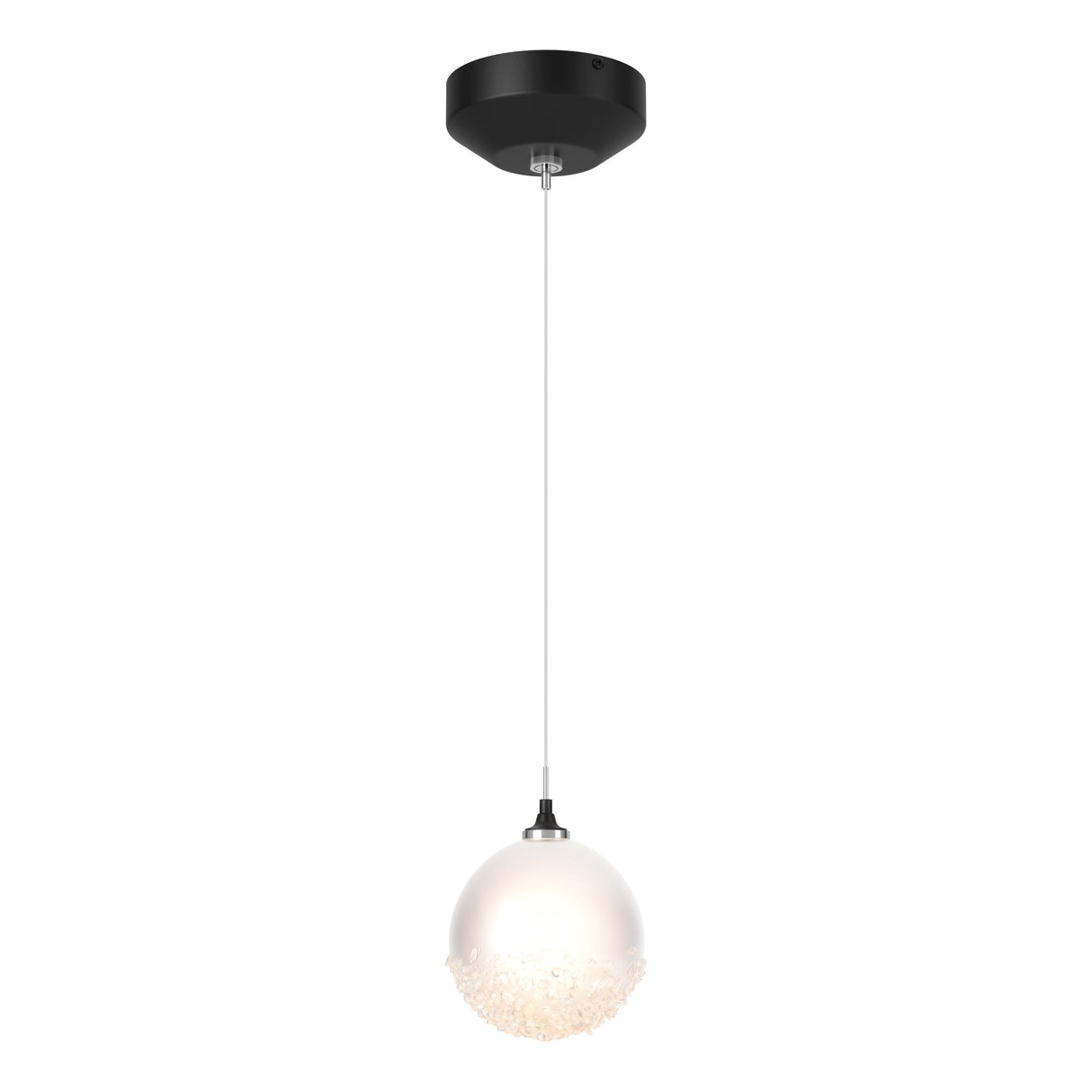 Hubbardton Forge 2023 Black Frosted Glass (FD) Standard Fritz Globe 1-Light Mini Pendant