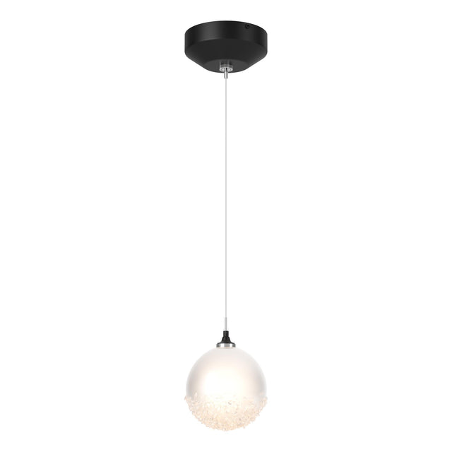 Hubbardton Forge 2023 Black Frosted Glass (FD) Standard Fritz Globe 1-Light Mini Pendant