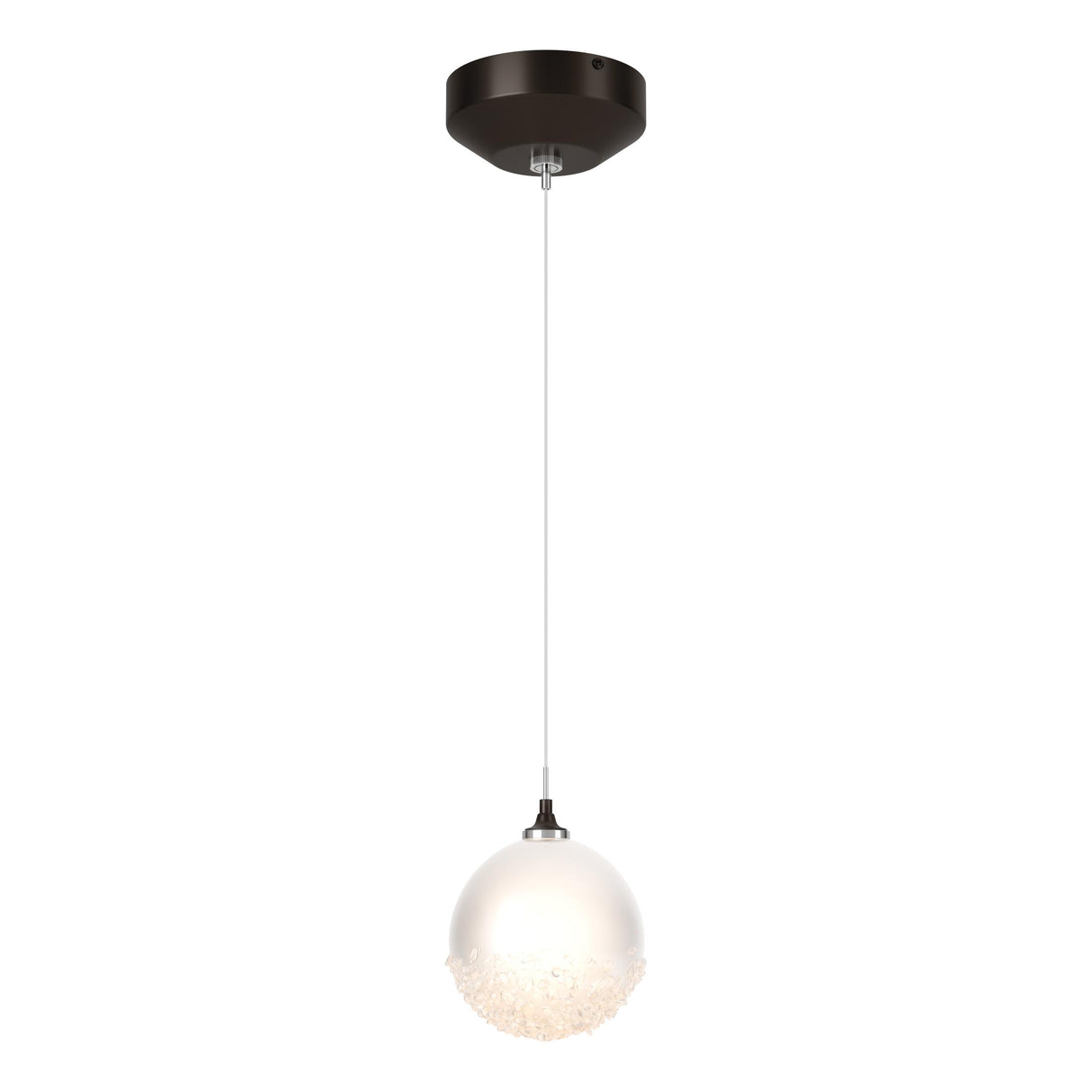 Hubbardton Forge 2023 Oil Rubbed Bronze Frosted Glass (FD) Standard Fritz Globe 1-Light Mini Pendant
