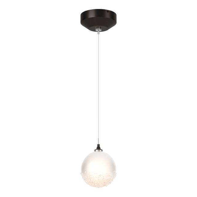 Hubbardton Forge 2023 Oil Rubbed Bronze Frosted Glass (FD) Standard Fritz Globe 1-Light Mini Pendant