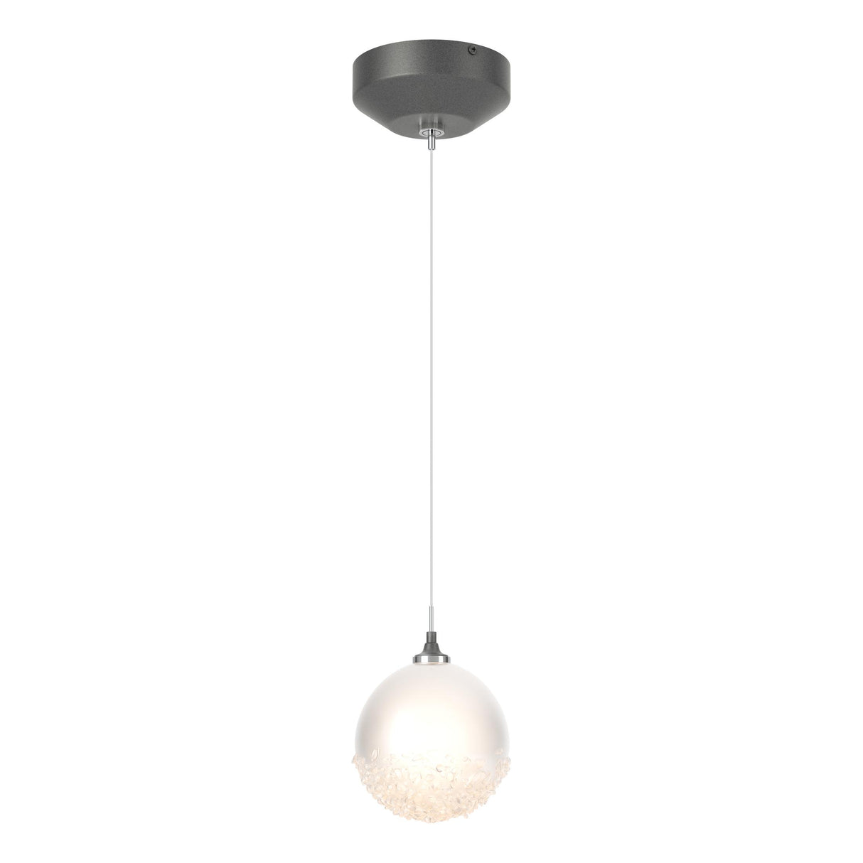 Hubbardton Forge 2023 Natural Iron Frosted Glass (FD) Standard Fritz Globe 1-Light Mini Pendant