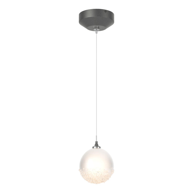 Hubbardton Forge 2023 Natural Iron Frosted Glass (FD) Standard Fritz Globe 1-Light Mini Pendant