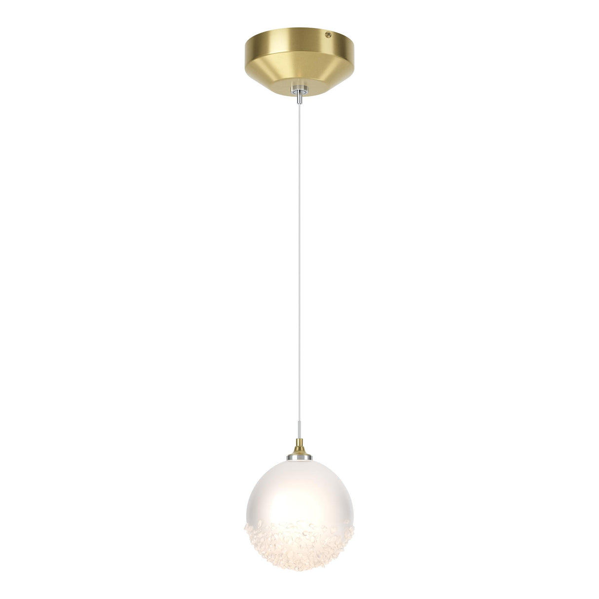 Hubbardton Forge 2023 Modern Brass Frosted Glass (FD) Standard Fritz Globe 1-Light Mini Pendant
