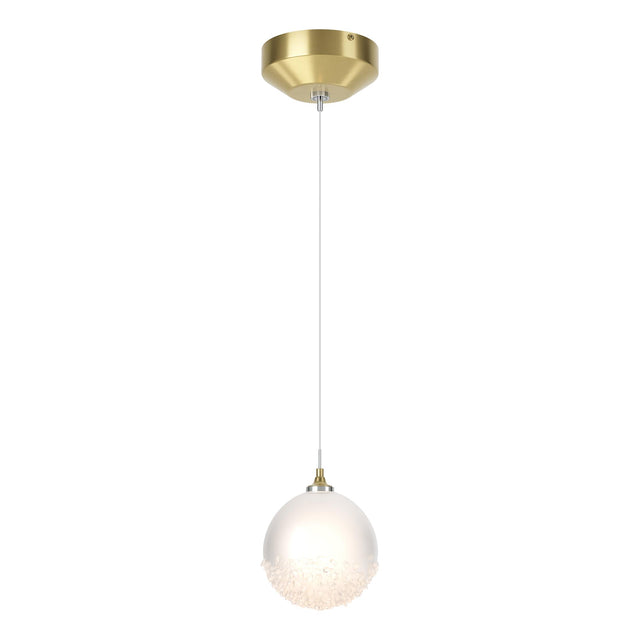 Hubbardton Forge 2023 Modern Brass Frosted Glass (FD) Standard Fritz Globe 1-Light Mini Pendant