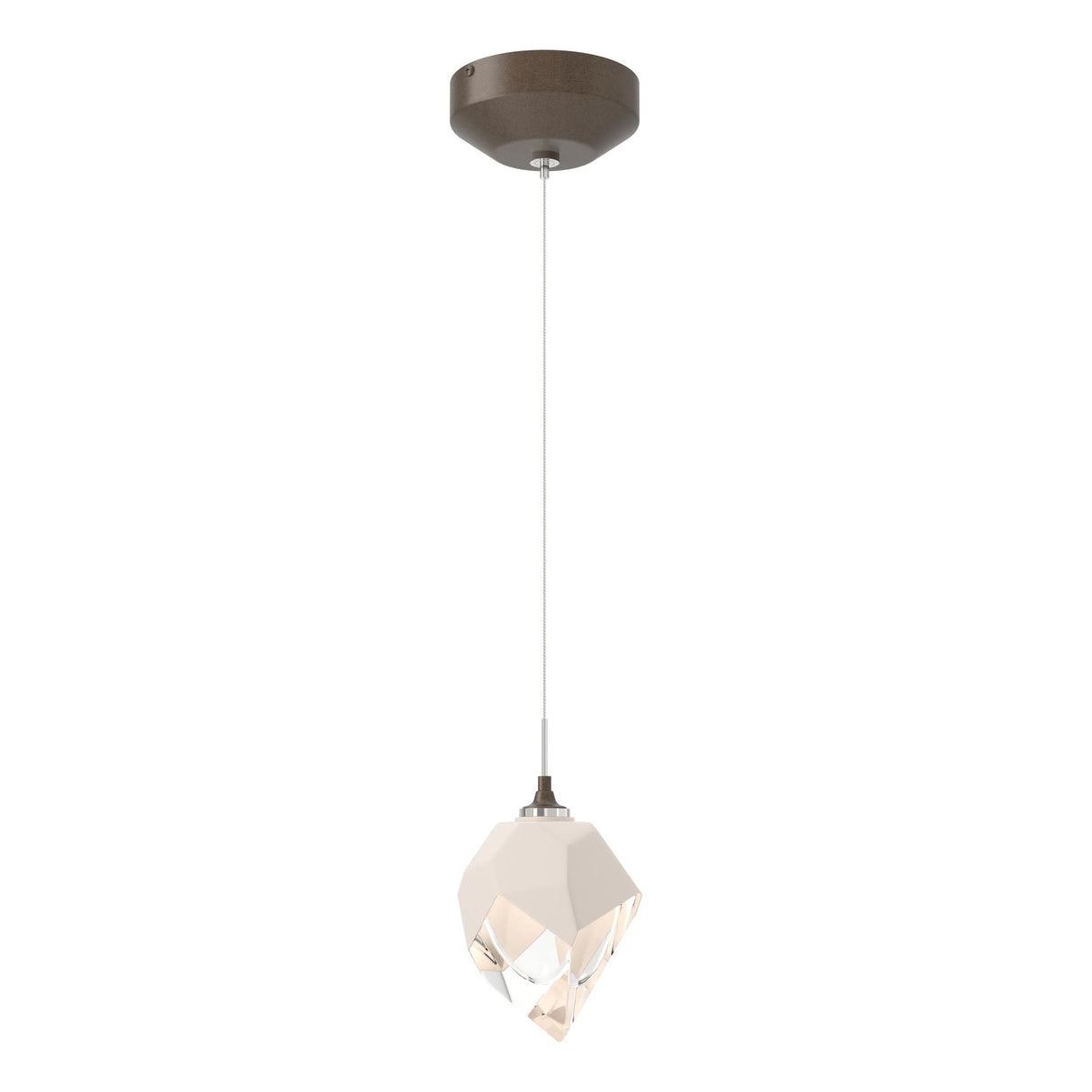 Hubbardton Forge 2023 Bronze White Crystal (WP) Standard Chrysalis 1-Light Small Pendant
