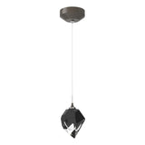 Hubbardton Forge 2023 Dark Smoke Black Crystal (BP) Standard Chrysalis 1-Light Small Pendant