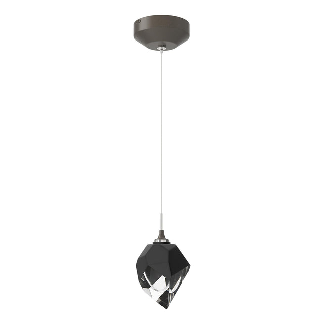 Hubbardton Forge 2023 Dark Smoke Black Crystal (BP) Standard Chrysalis 1-Light Small Pendant