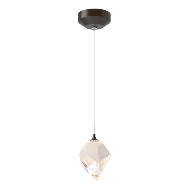 Hubbardton Forge 2023 Oil Rubbed Bronze White Crystal (WP) Standard Chrysalis 1-Light Small Pendant